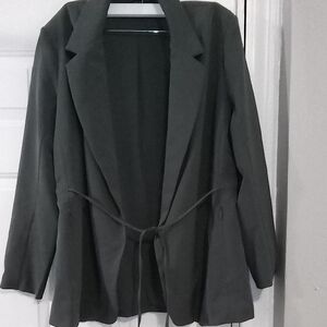 Athleta Charcoal Blazer with Tie Waist